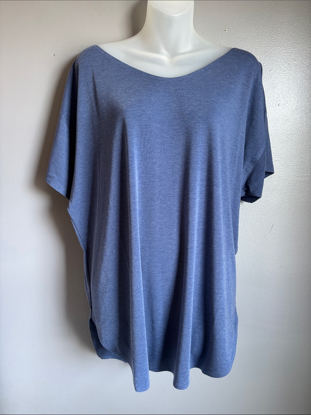 Uniqlo Oversized Scoop Neck Tunic - Slate Blue SZ LG Airism